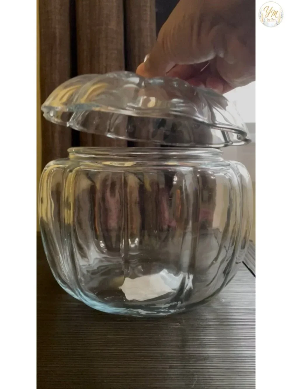 Pumpkin Shaped Glass Candy Jar with Lid